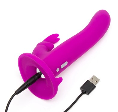 Strap-on z penisem - Happy Rabbit Vibrating Strap-On Harness Set Purple